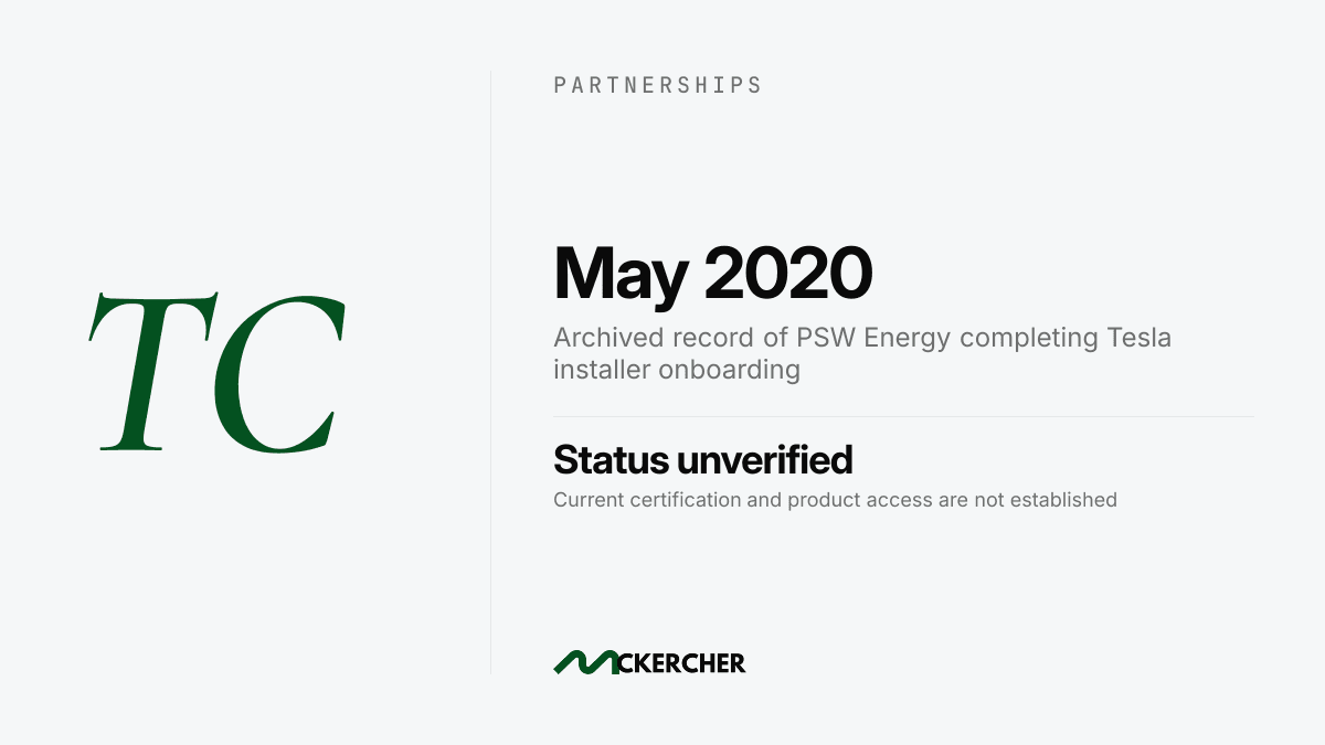 PSW Energy Completes Tesla Installer Onboarding