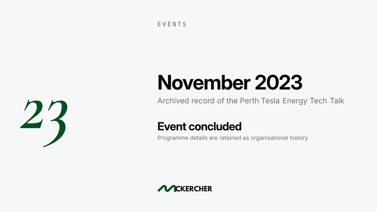Tesla Energy Tech Talk presentation attended by PSW Energy and Perth Solar Warehouse representatives in Perth in 2023.