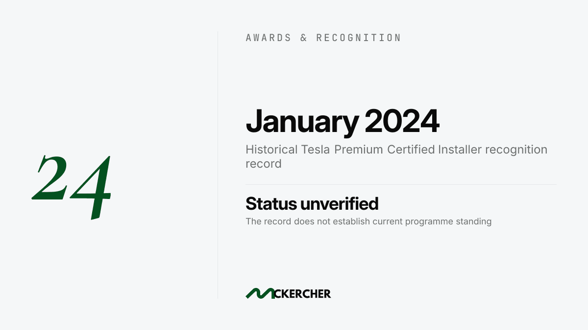 Tesla Premium Certified Installer Recognition in 2024